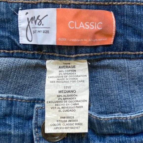 Just My Size Jeans Classic Denim Medium Blue Stretch Mid Rise Straight Legs, 18W - Picture 3 of 9